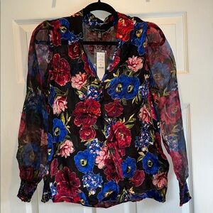 White House Black Market Multicolor Floral Blouse
